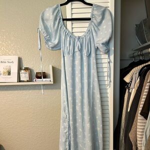 PacSun Sky Blue Dress with Floral Accents